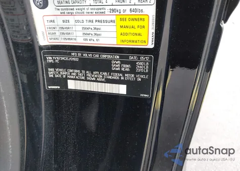 2012 Volvo C70 T5/T5 Platinum/T5 Premier Plus из США, поврежденный, VIN YV1672MC2CJ131932